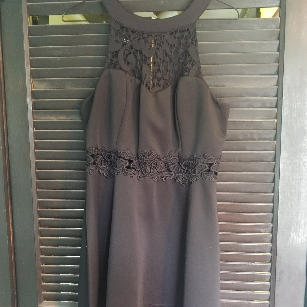 Black lace accent dress